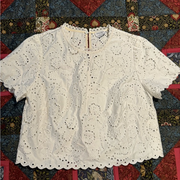Kate Spade Floral Embroidered Cutwork Top, 8 - Picture 4 of 14
